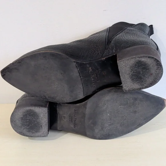 Acne Studios Black Pebbled Leather Ankle Boots Size 37EU - Picture 10 of 12